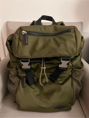 MZ Wallace Olive Green Nylon Travel Rucksack (Discontinued Color)